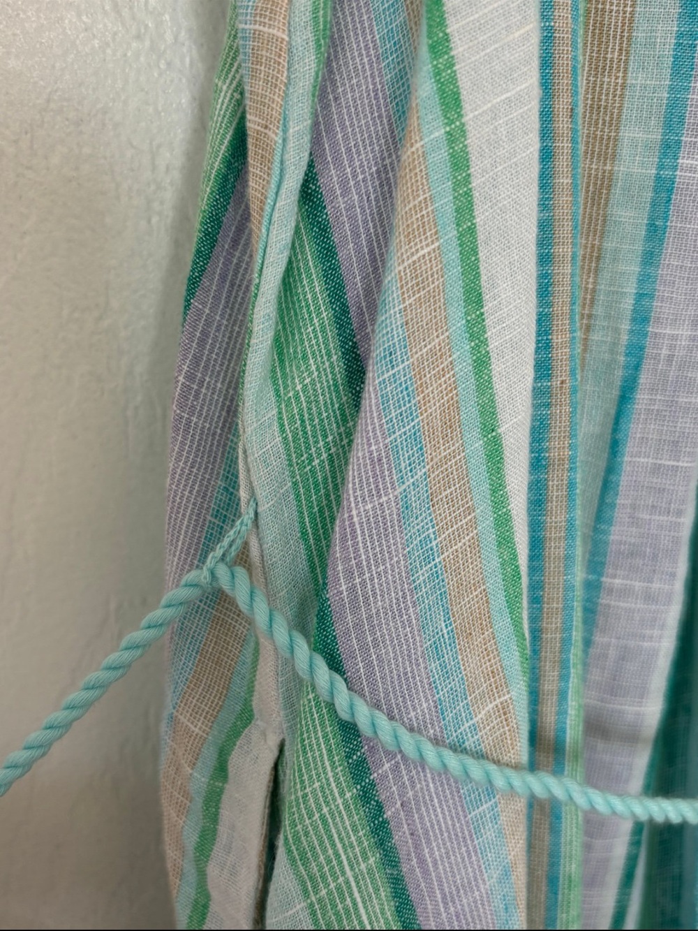 Striped Mint & White Tie-Shoulder Maxi Dress size L - Picture 7 of 13